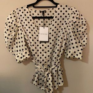 Who What Wear Polka Dot button down Blouse. Size large. New with tags!!